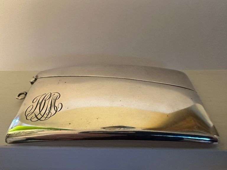 Exquisite  Edwardian plated silver curved calling card case