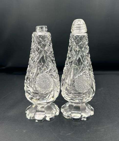 Pinwheel Crystal Salt and Pepper Shakers