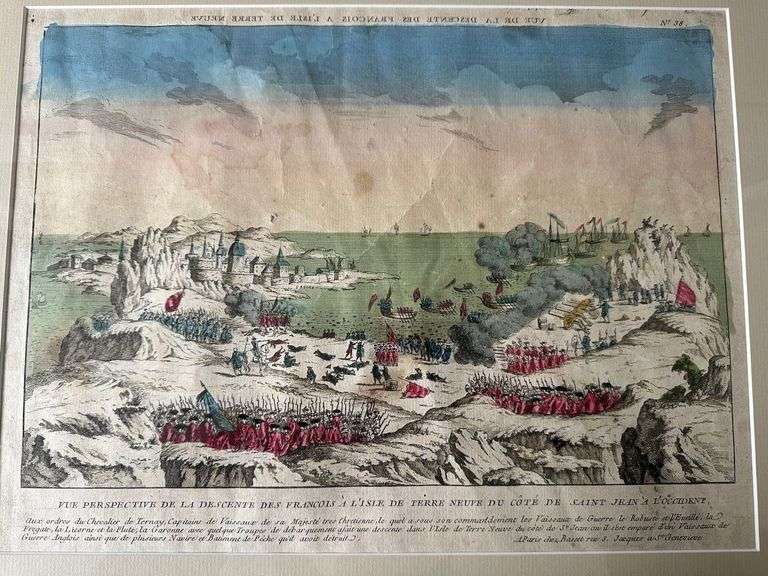 View Perspective de la Descente Des Francois a L'isle de terre neuve