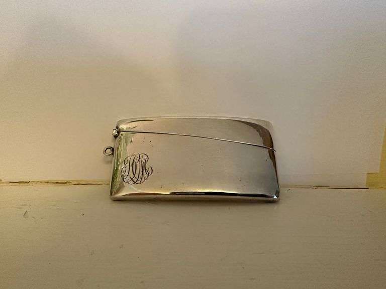 Exquisite  Edwardian plated silver curved calling card case