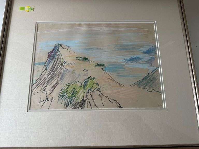 Chatin Sarachi in pastel or crayon, Albanian  artist 10 by 14 1993