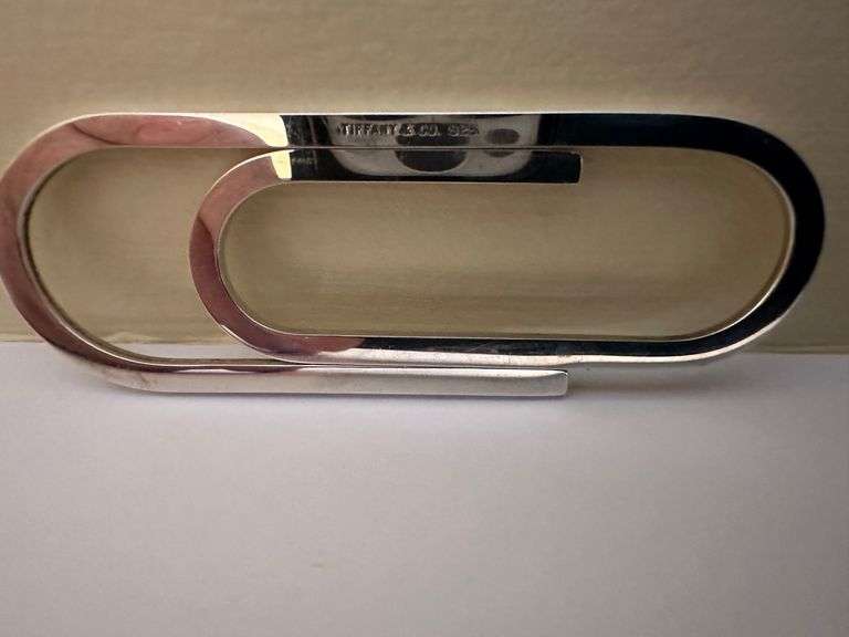Tiffany and Co sterling pen and base, money clip, see description