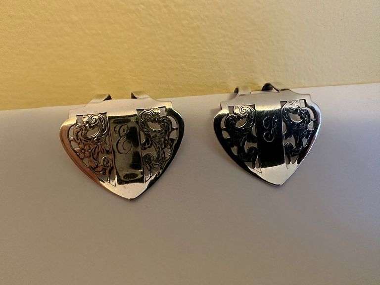 Edwardian Sterling silver his and her money clips monogramed