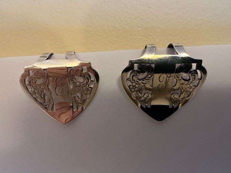 Edwardian Sterling silver his and her money clips monogramed