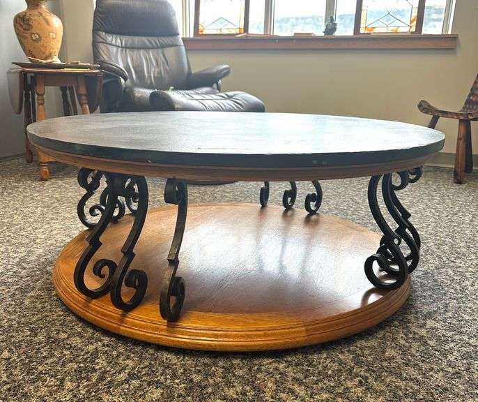 Large Slate-Top Coffee Table