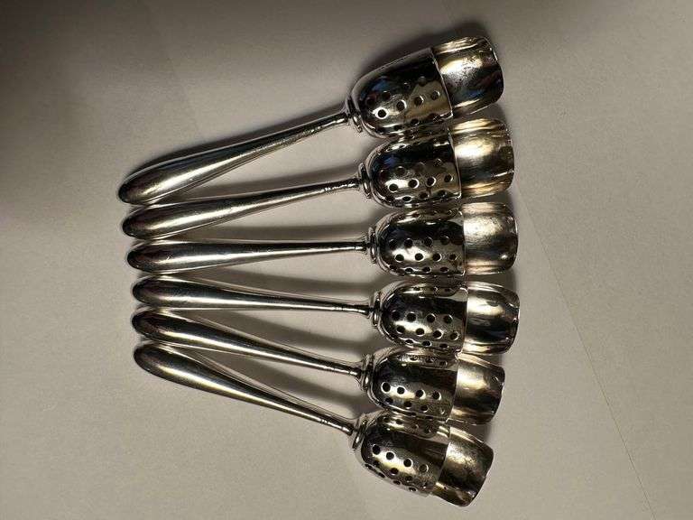 Sterling silver salt spoons set of six