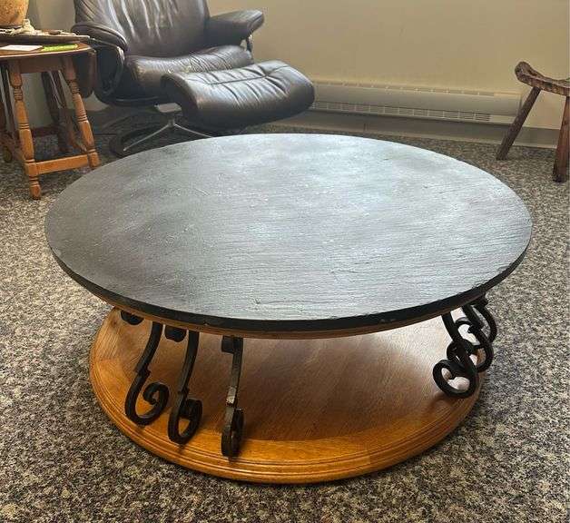 Large Slate-Top Coffee Table