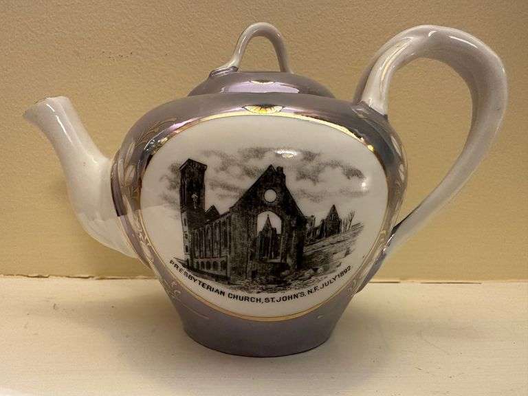 Presbyterian Church St. John's N.F. July 1892 teapot 3.5 in