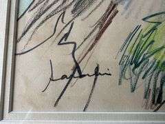 Chatin Sarachi in pastel or crayon, Albanian  artist 10 by 14 1993