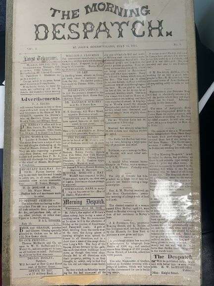 Morning Dispatch No. 1 July 13, 1892, see description