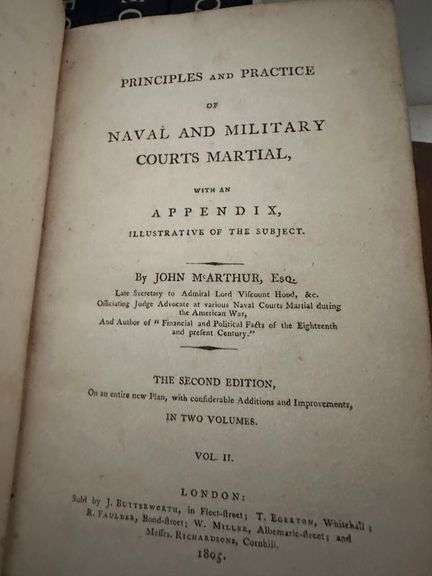 2 vol Principles & Practice Naval court martials 1805