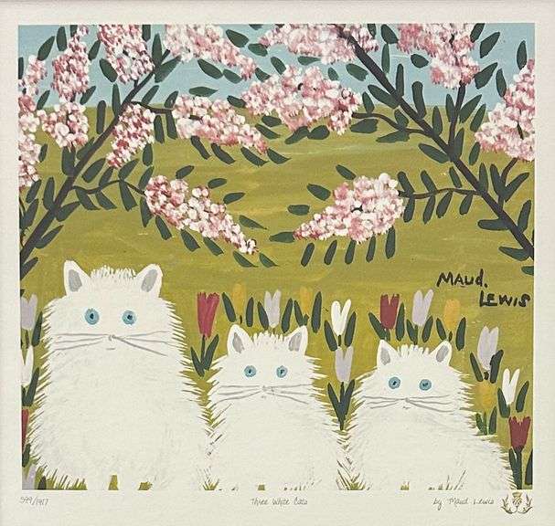 Three White Cats by Maud Lewis