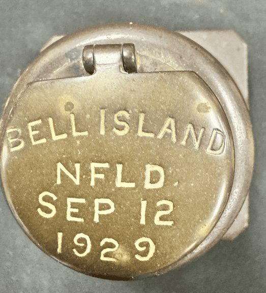 1929 Bell Island Brass Ink Well