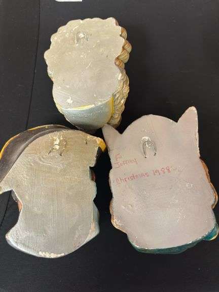 Three (3) Vintage Chalkware Bossons Heads