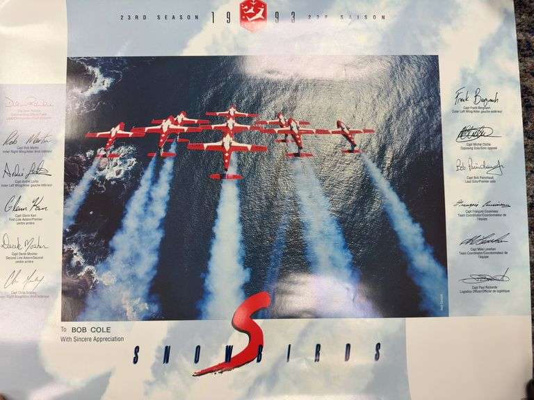 Inscribed 'To Bob Cole' - Snowbirds 1993 Calendar