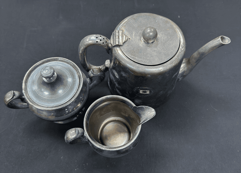 Newfoundland Export & Shipping Co. Silver-plated Tea Set with Sugar Tongs