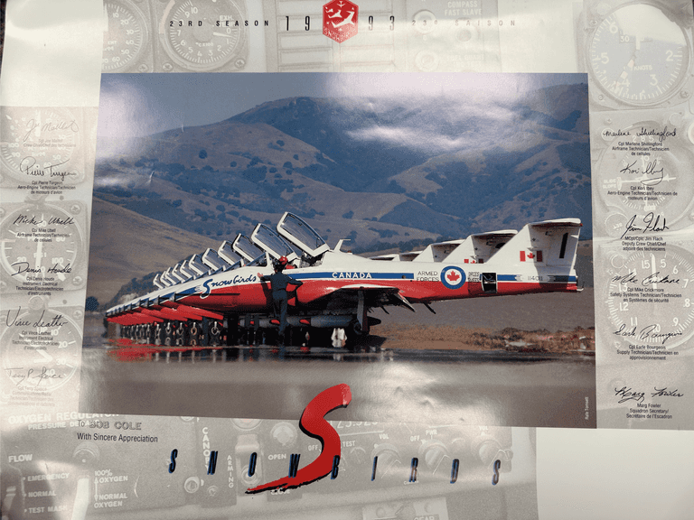 Inscribed 'To Bob Cole' - Snowbirds 1993 Calendar