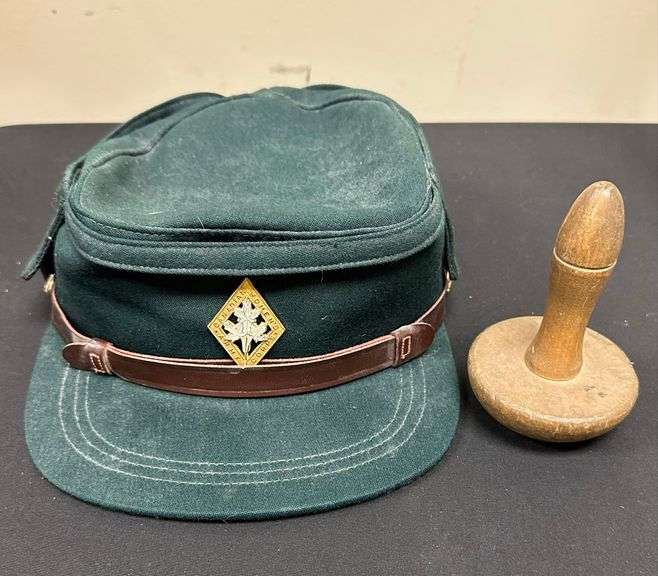 Canadian Women’s Army Corps Cap and Wood Spinning Top