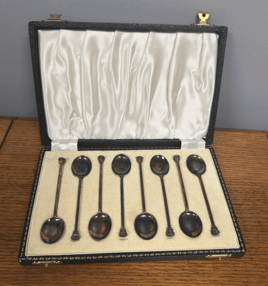 Sterling Silver and Enamel Demi-Tasse Spoon Set