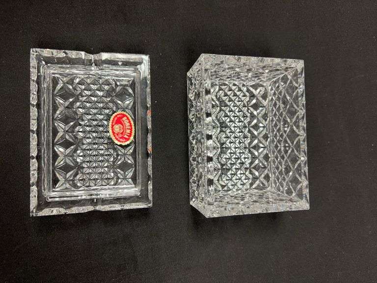 Bohemia Lead Crystal Ash Tray and Cigarette Box