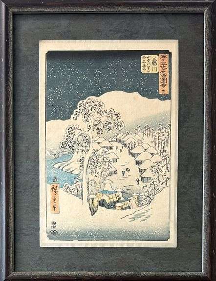 Utagawa Hiroshige (1797-1858) - 'Snow at Yamanaka Village'