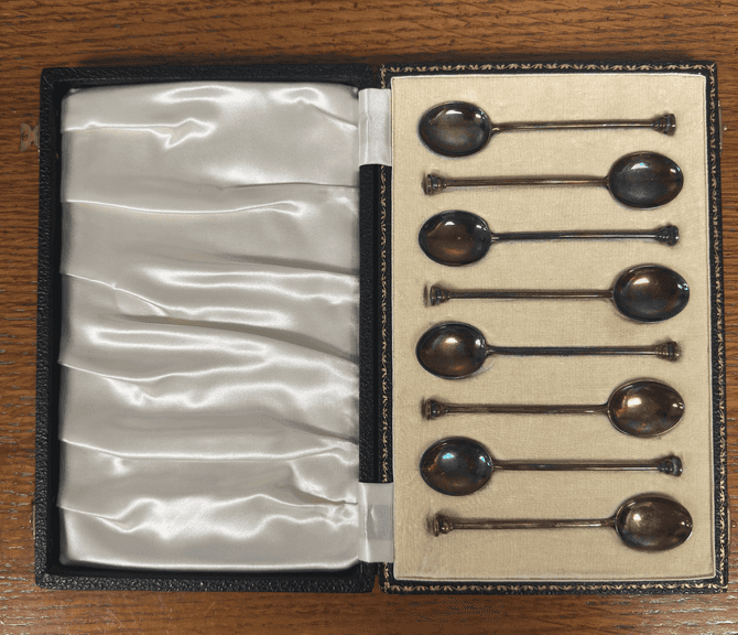 Sterling Silver and Enamel Demi-Tasse Spoon Set