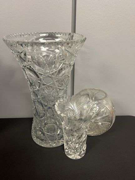 3 Crystal Vases