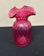 Cranberry Glass Water Jug and Three Vases