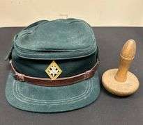 Canadian Women’s Army Corps Cap and Wood Spinning Top