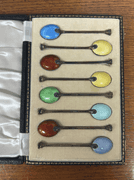 Sterling Silver and Enamel Demi-Tasse Spoon Set