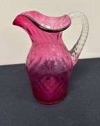 Cranberry Glass Water Jug and Three Vases