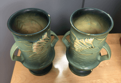 Set of Roseville Freesia Double Handle Vases