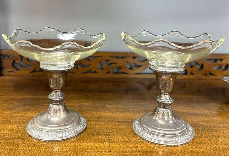 Pair of Sterling Silver Stemmed Serving Bowls