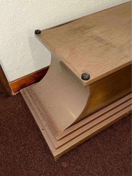 Gorgeous Antiqued Brass Bronze Finish Coffin Casket Base Wheels Hollywood Regency Decor  From Johnson Funeral Home