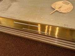Gorgeous Antiqued Brass Bronze Finish Coffin Casket Base Wheels Hollywood Regency Decor  From Johnson Funeral Home