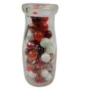 Small Milk Bottle Half Pint IU Indiana University Red White Marbles