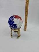 Murano Art 3" Glass Ball Marble Handmade Signed by Artist Paperweight