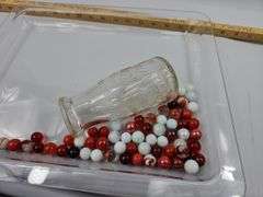 Small Milk Bottle Half Pint IU Indiana University Red White Marbles