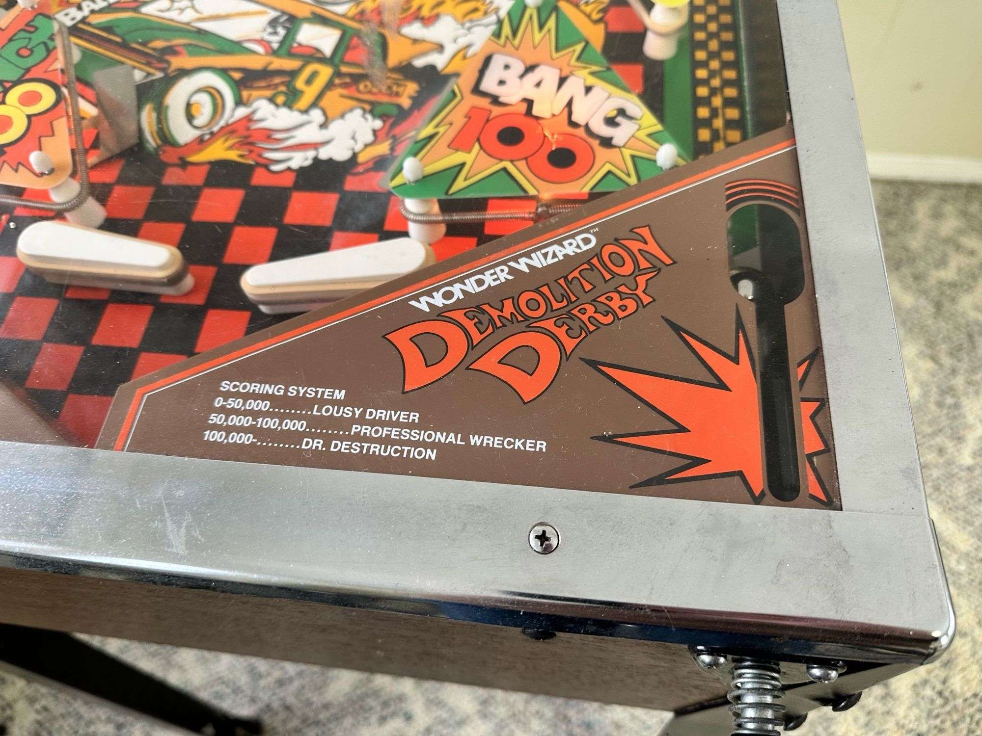 Vintage PinBall Machine Wonder Wizard Demolition Derby Cars