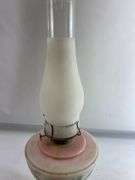 Milk Glass Art Deco Shape Floral Design Ornate Base OIL LAMP
