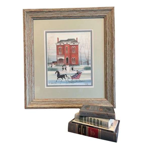 P Buckley Moss Print James Whitcomb Riley House Signed on Glass +Books ...