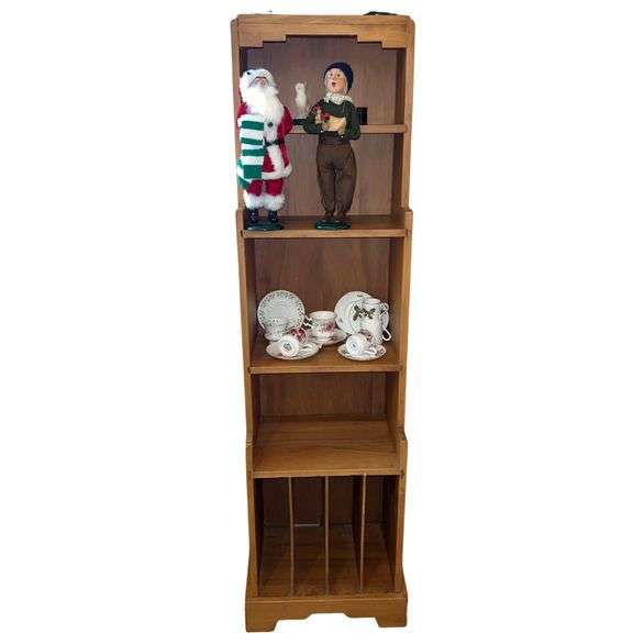 Fresh Look at Antique Solid Wood Tall Small Footprint Shelving Unit