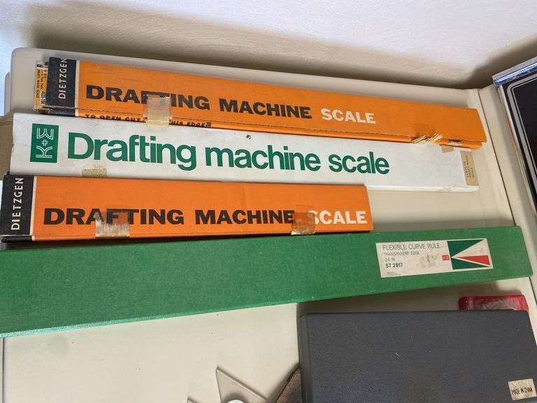 Vintage Drafting Lot K&E Tools Slide Rules Scales Curves Pencils +++