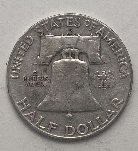 1949D Benjamin Franklin Half Dollar Coins 50 Cent .900 Silver