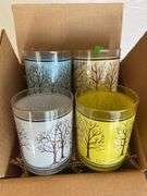 HOUZE ART Color Winter Trees Bar Glasses Blanket Throw US Flag Cobalt Plates