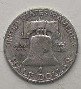 1949D Benjamin Franklin Half Dollar Coins 50 Cent .900 Silver
