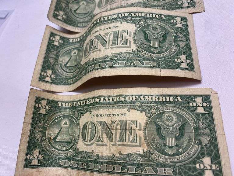 LOT of QTY=4: (J) 1963B $1 Federal Reserve Barr Note