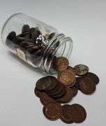 Jar of Antique US Indian Head Cents Penny Pennies