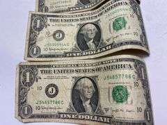 LOT of QTY=4: (J) 1963B $1 Federal Reserve Barr Note