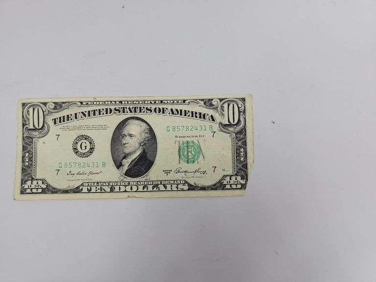 1950 A Series US $10 Bill Ten Hamilton Currency